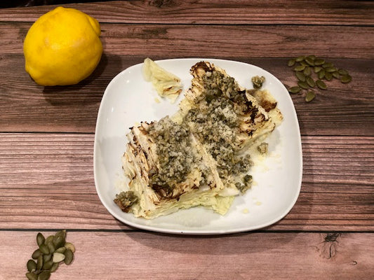 Roasted Cabbage with Pumpkin Seeds and Parmesan