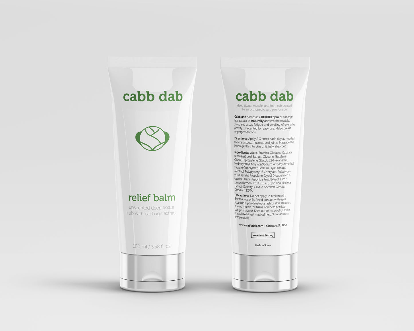 cabb dab unscented relief balm with real cabbage leaf extract (one tube)