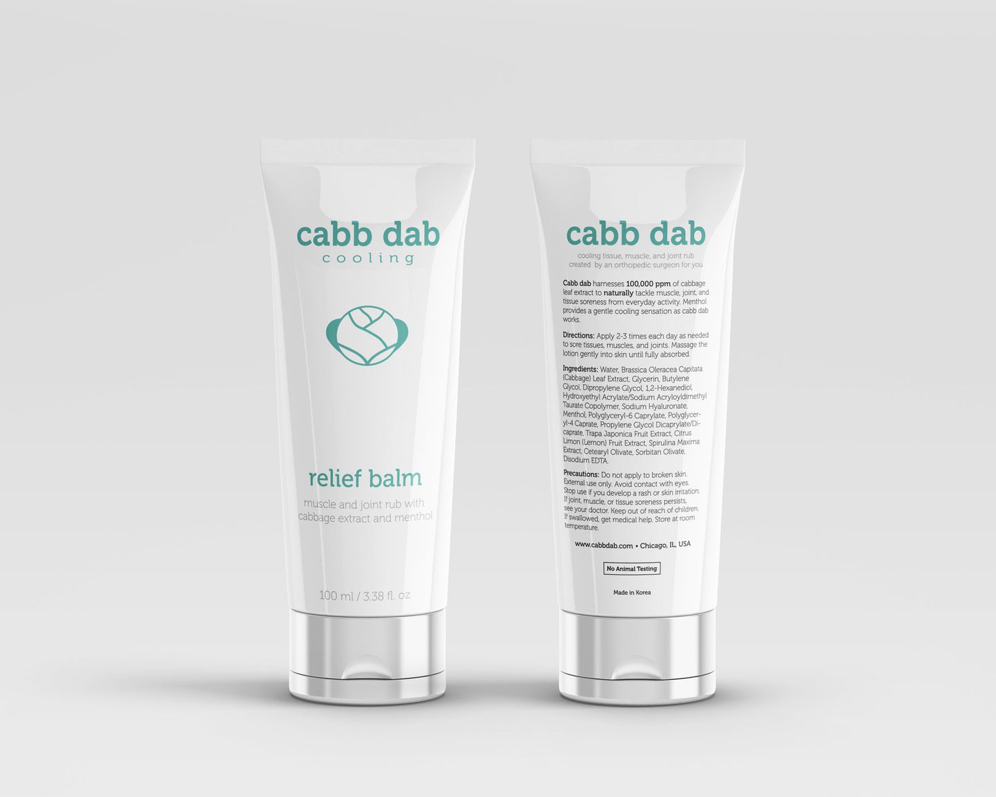 3-pack cabb dab cooling relief balm with real cabbage leaf extract and menthol