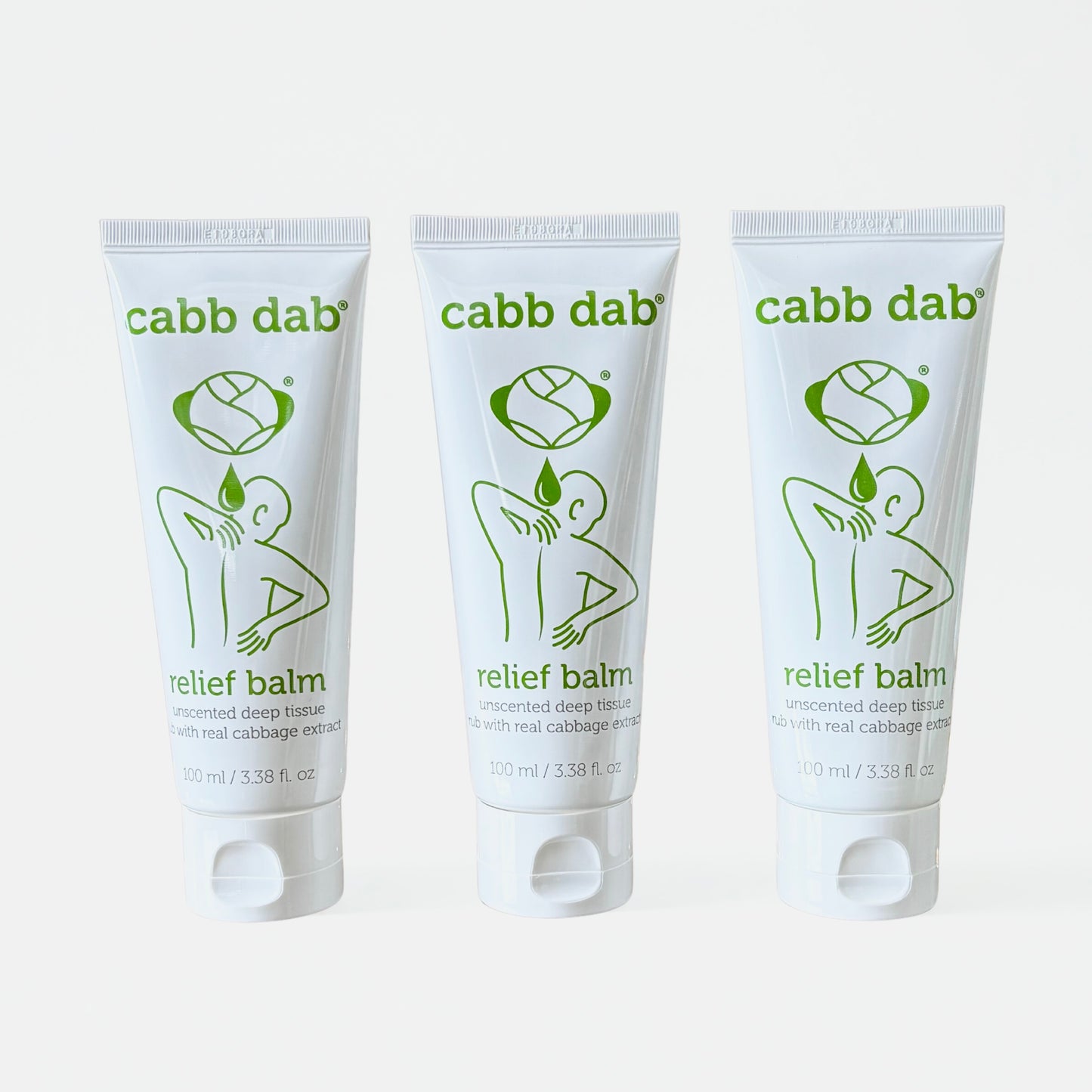 3-pack cabb dab unscented relief balm with real cabbage leaf extract