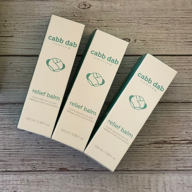 3-pack cabb dab cooling relief balm with real cabbage leaf extract and menthol