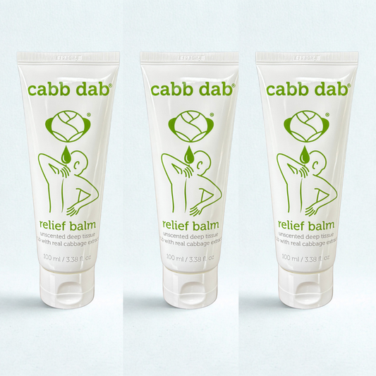 3-pack cabb dab unscented relief balm with real cabbage leaf extract