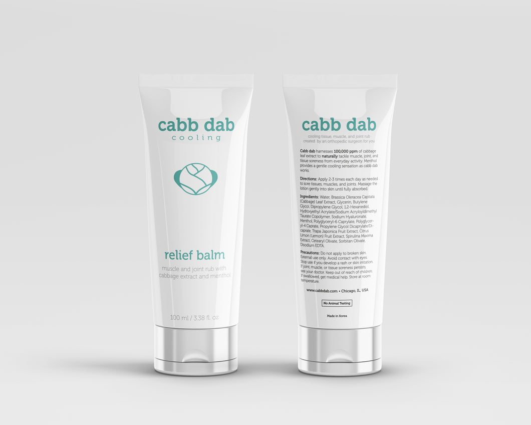cabb dab cooling relief balm with real cabbage leaf extract and menthol