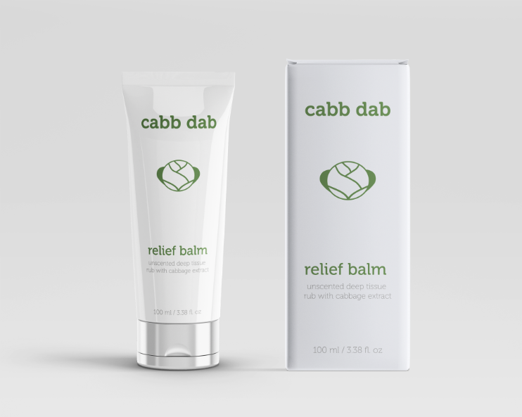 cabb dab unscented relief balm with real cabbage leaf extract (one tube)