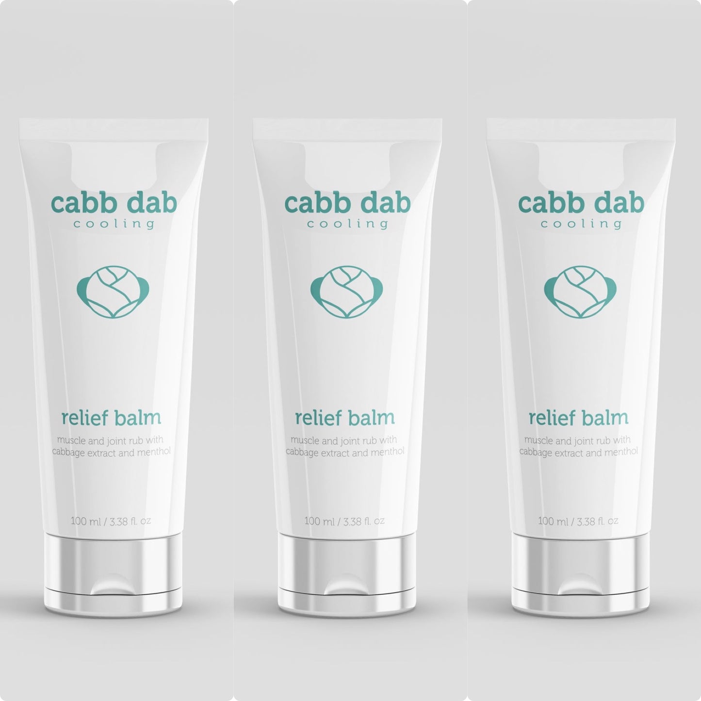 3-pack cabb dab cooling relief balm with real cabbage leaf extract and menthol